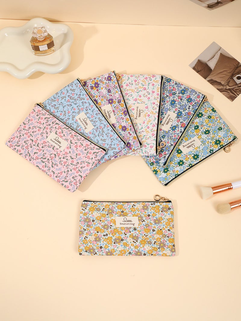 New Style Women'S Floral Cosmetic Bag, Small Fresh Floral Toiletry Bag, Portable Zipper Makeup Storage Bag - Image 3